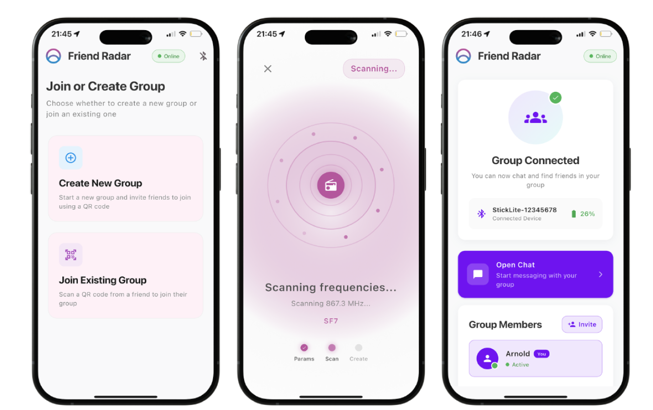 Key setup screens